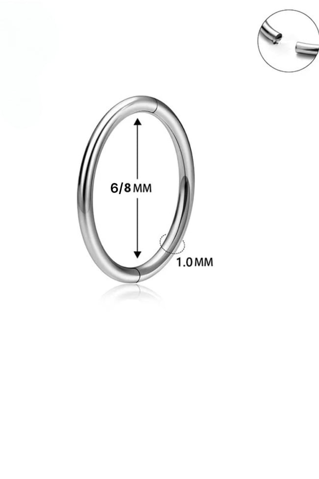 Klipsli 1 MM İnce Barlı, Cerrahi Çelik, Kararmaz, Antialerjik Halka Piercing Hızma Helix, Tragus