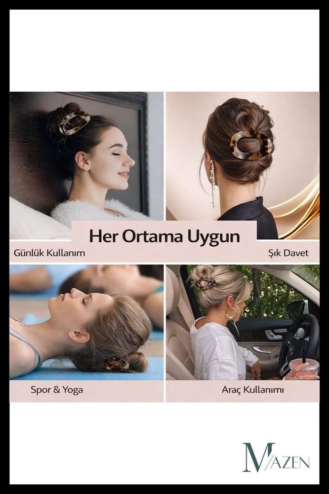 Konforlu ve Şık Akrilik Premium Kaplumbağa Kabuğu Desenli Saç Tokası