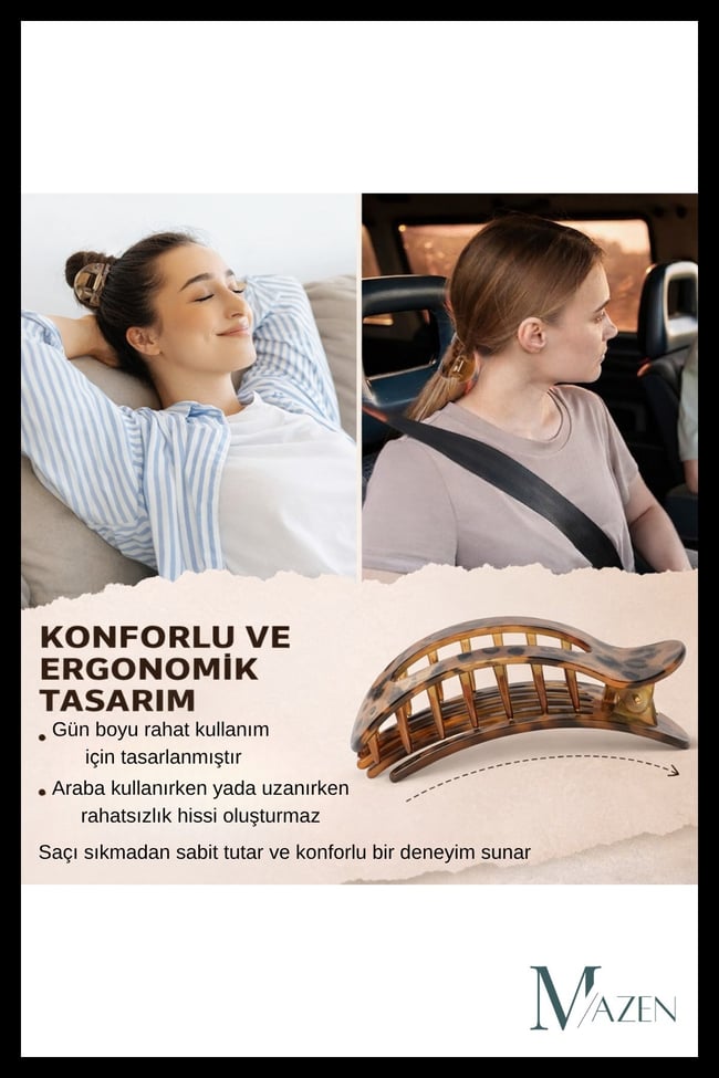 Konforlu ve Şık Akrilik Premium Kaplumbağa Kabuğu Desenli Saç Tokası