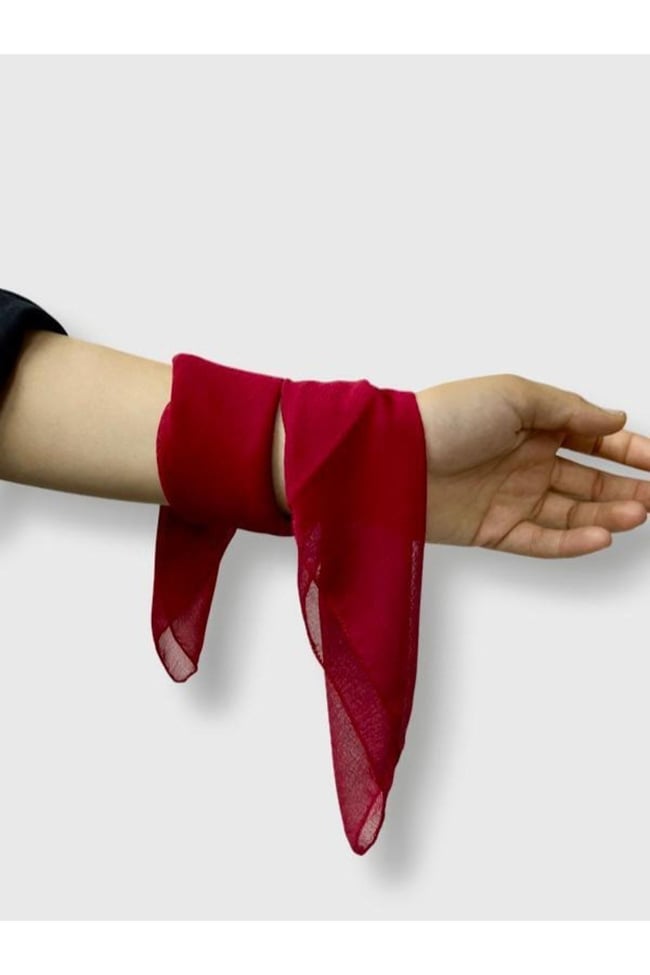 Koyu Kırmızı | Kare Şifon Fular 45x45 | Boyun Çanta Pantolon Bilek Aksesuarı | Düz Renk Şık Fular