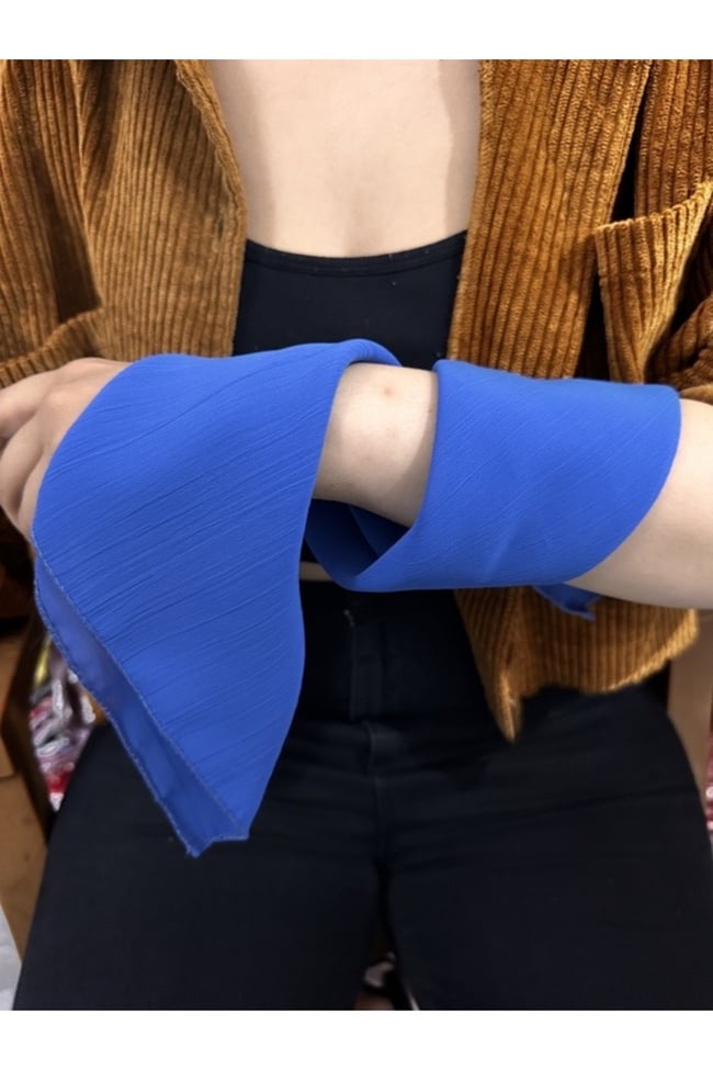Koyu Mavi Düz Şifon Fular Çok Amaçlı Aksesuar 45x45