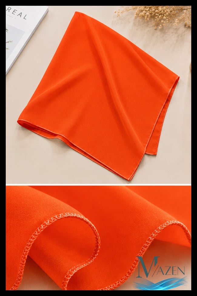 Koyu Turuncu Orange Düz Şifon Fular Çok Amaçlı Aksesuar 45x45