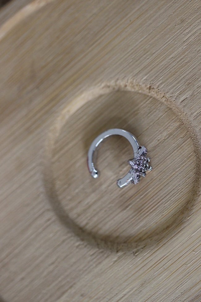 Kutup Yıldızı Earcuff Kıkırdak Küpe Delik Gerektirmeyen Küpe Gümüş Renk