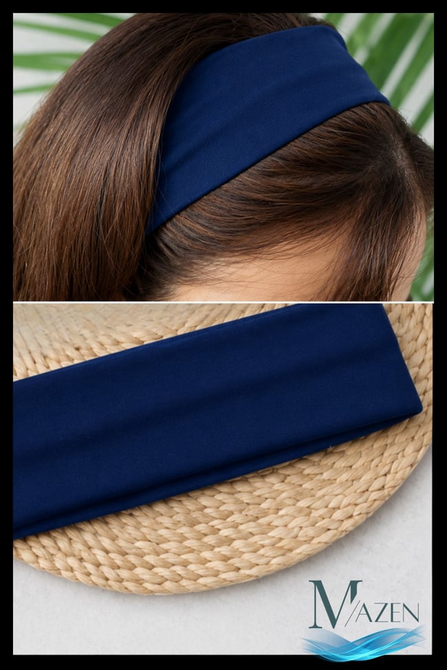 Lacivert Çok Amaçlı Penye Sporcu Bandı Saç Kafa Bandanası Yoga Ter Bandı Unisex 1 Adet