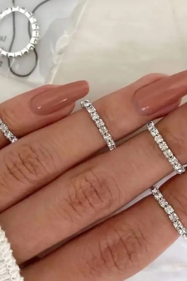 Lastikli Suyolu Sıra Taşlı Yüzük Ayak Başparmak Yüzük Eklem Yüzüğü 2 mm Taşlı