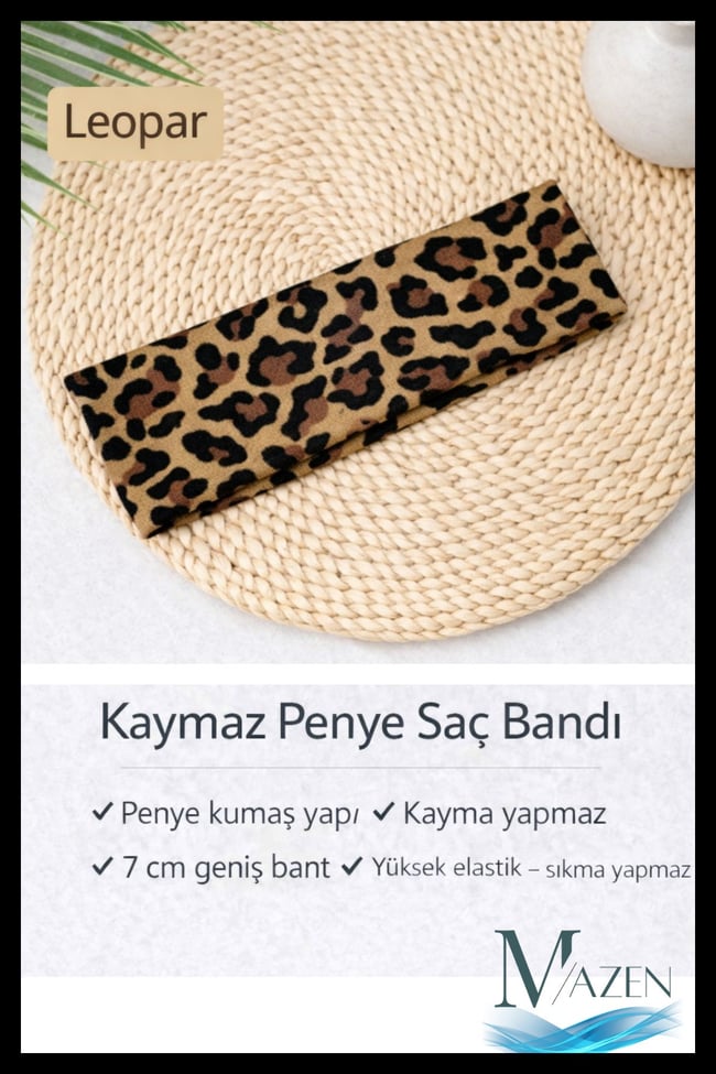 Leopar Desenli Çok Amaçlı Penye Sporcu Bandı Saç Kafa Bandanası Yoga Ter Bandı Unisex