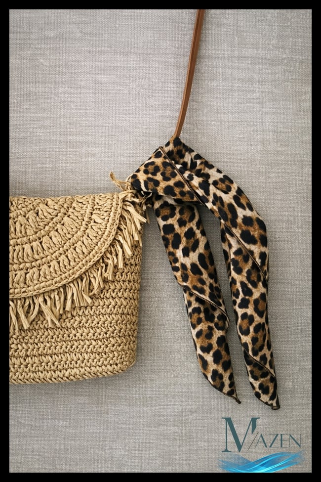 Leopar Desenli Şifon Fular 45x45