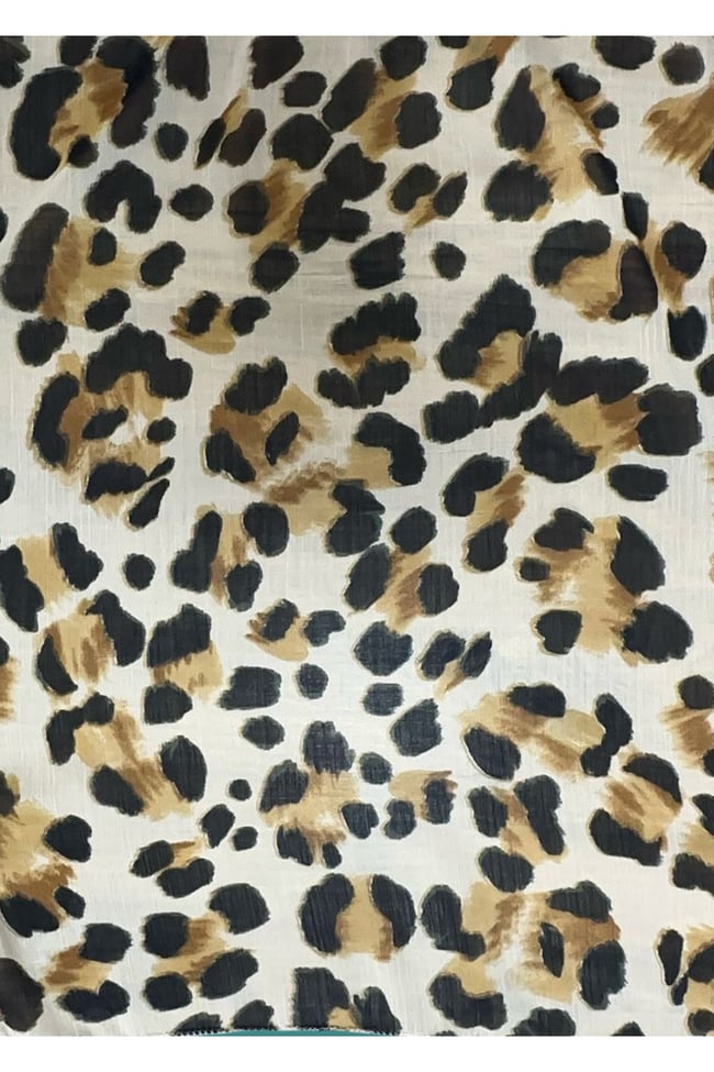 Leopar Desenli Şifon Fular 45x45 Saç, Çanta, Bilek, Boyun Aksesuarı