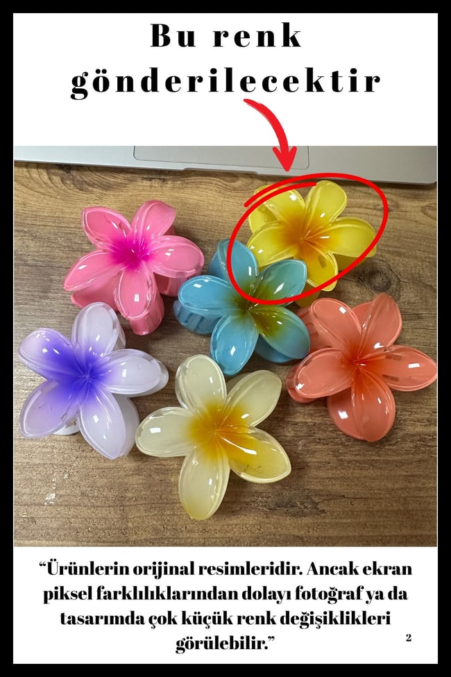 Lotus Çiçek Mandal Toka | Büyük Boy | Dayanıklı Kaliteli İthal Saç Aksesuarı