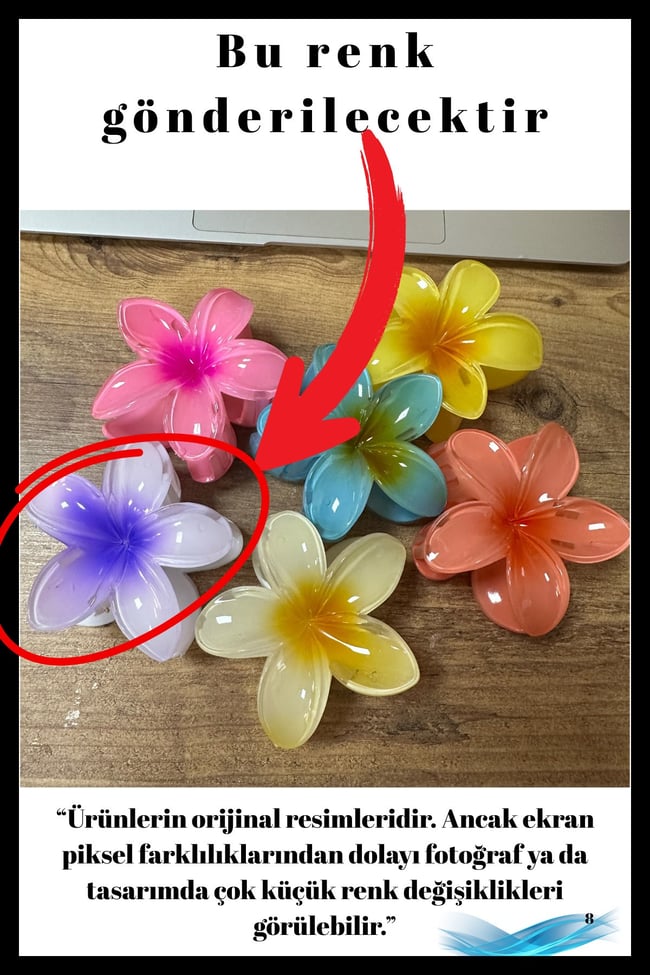 Lotus Çiçek Mandal Toka | Büyük Boy | Dayanıklı Kaliteli İthal Saç Aksesuarı