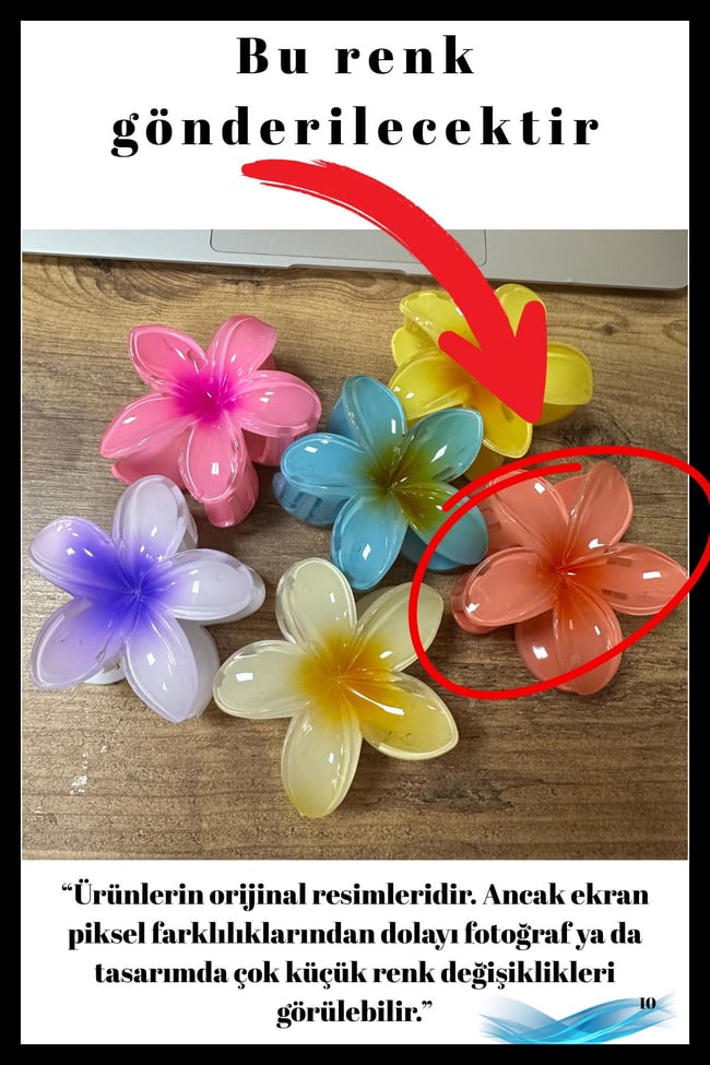 Lotus Çiçek Mandal Toka | Büyük Boy | Dayanıklı Kaliteli İthal Saç Aksesuarı