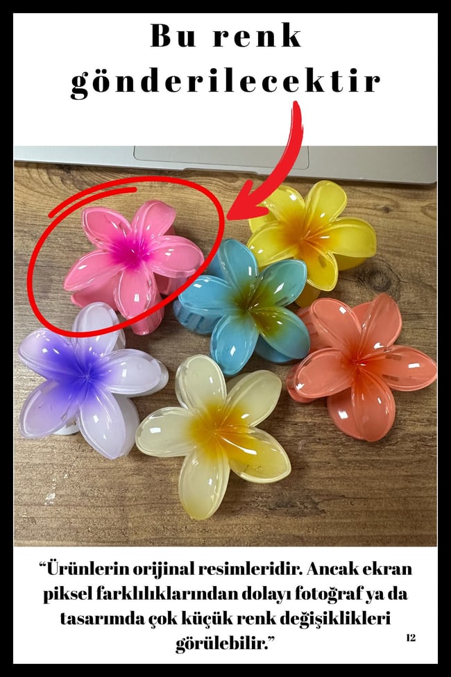 Lotus Çiçek Mandal Toka | Büyük Boy | Dayanıklı Kaliteli İthal Saç Aksesuarı