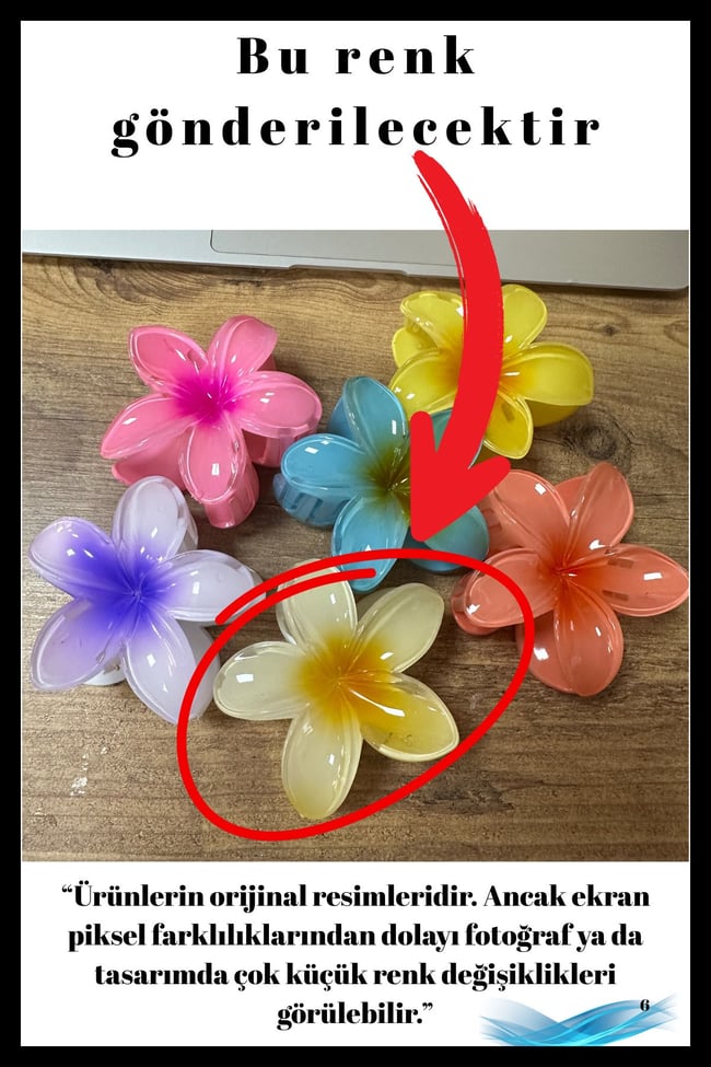Lotus Çiçek Mandal Toka | Büyük Boy | Dayanıklı Kaliteli İthal Saç Aksesuarı