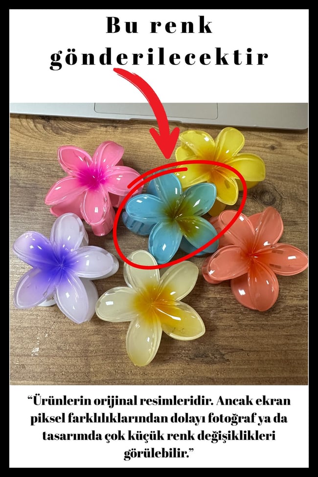 Lotus Çiçek Mandal Toka | Büyük Boy | Dayanıklı Kaliteli İthal Saç Aksesuarı