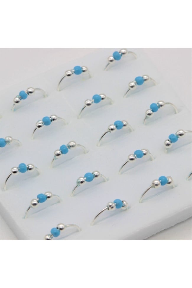 Mavi Toplu Halka | 925 Ayar Gümüş Tekli Hızma | Minimalist Burun Piercing | Kadın Takı Aksesuar