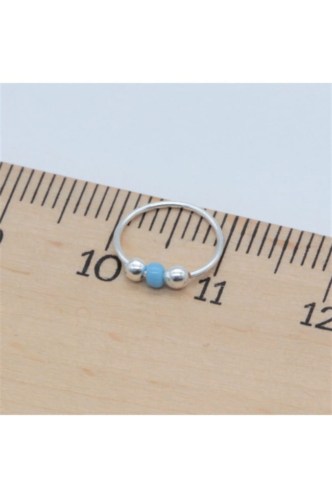 Mavi Toplu Halka | 925 Ayar Gümüş Tekli Hızma | Minimalist Burun Piercing | Kadın Takı Aksesuar