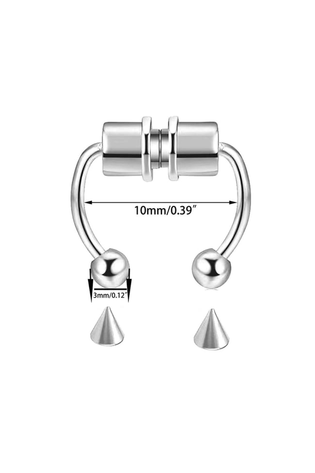 Mıknatıslı Fake Gri Septum Piercing Paslanmaz Çelik-00vp69-4