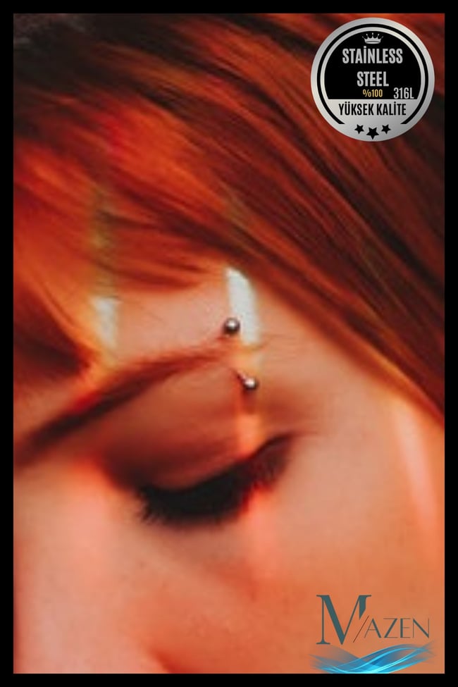 Neon 316L Çelik Kavisli Kaş Piercing Labret | 6-8-10 mm Beden Seçenekli