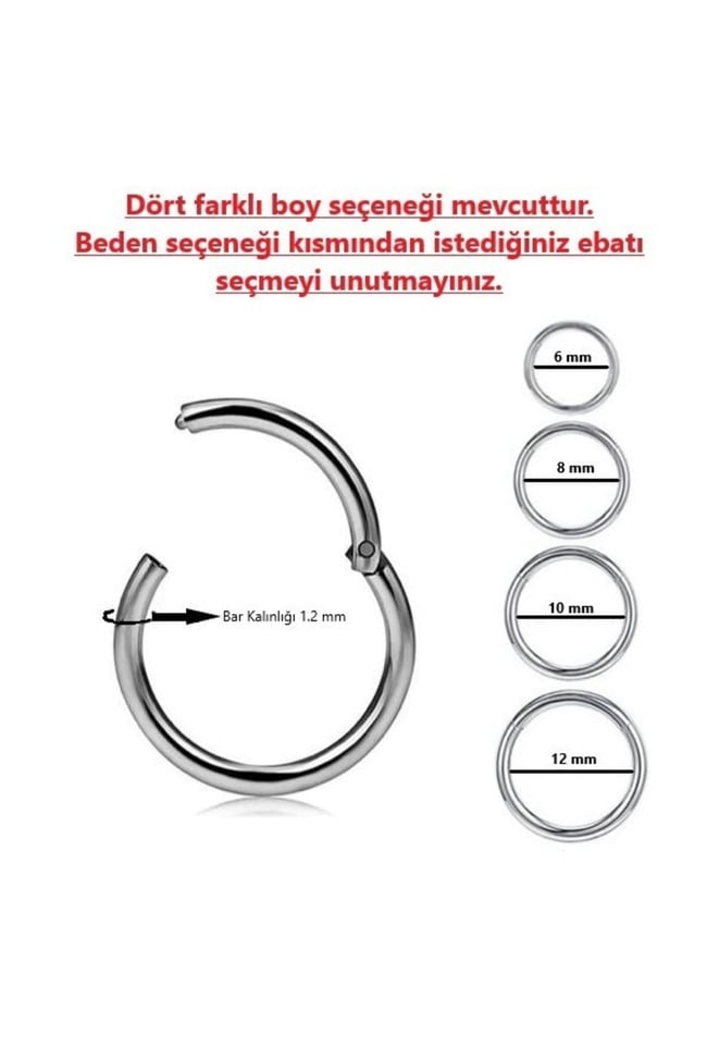 Neon Hologram Cerrahi Çelik Tragus Helix Piercing Küpe 1 Adet Tam Tur Piercing ( Beden Seçenekli)