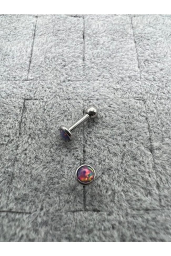 Neon Opal Taşı Cerrahi Çelik Tragus Helix Piercing Küpe Bir Adet 6 Mm
