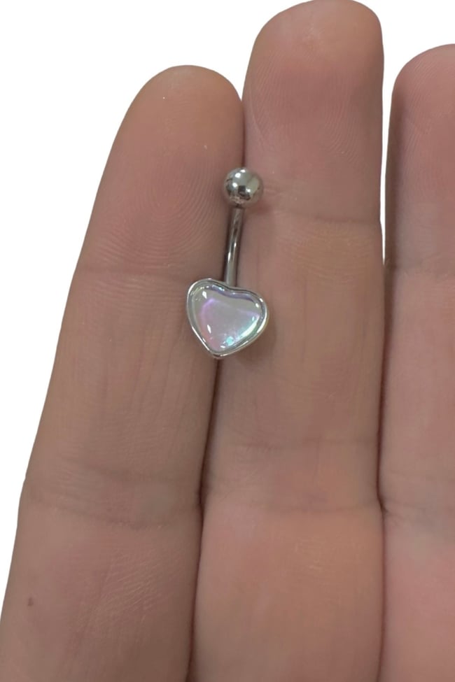 Opal Taşlı Cerrahi Çelik Göbek Piercingi Antialerjik