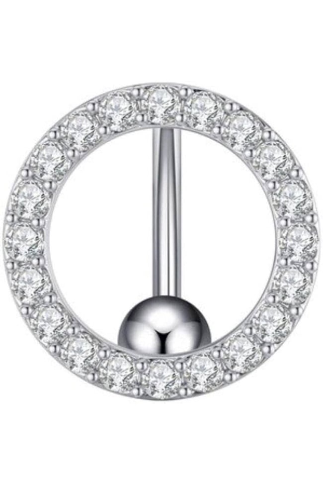 Oval Cerrahi Çelik Zirkon Taşlı Göbek Piercing Özel Tasarım