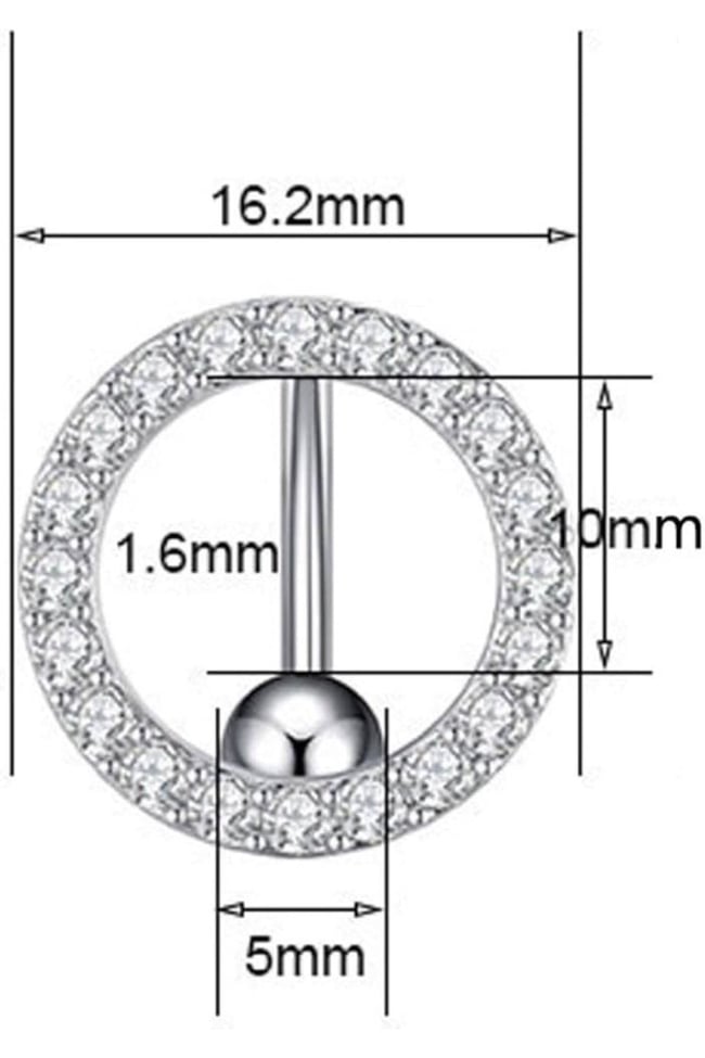 Oval Cerrahi Çelik Zirkon Taşlı Göbek Piercing Özel Tasarım