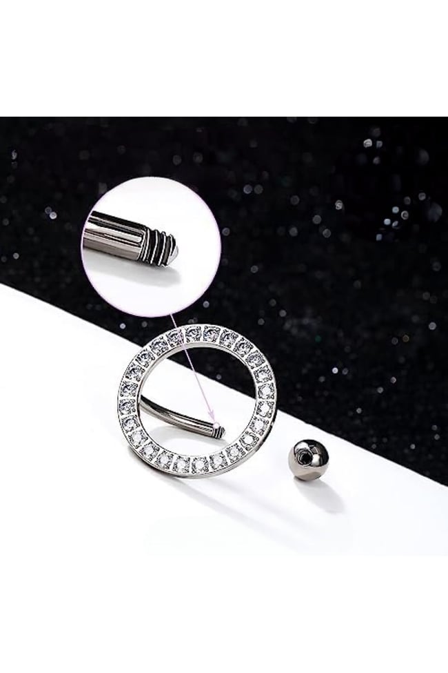 Oval Cerrahi Çelik Zirkon Taşlı Göbek Piercing Özel Tasarım