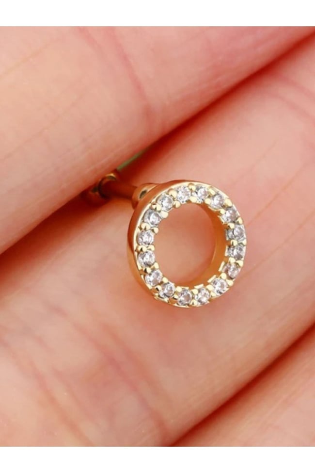 Oval Model Çelik Tragus Kıkırdak Helix Piercing Gold Renk 1 Adet