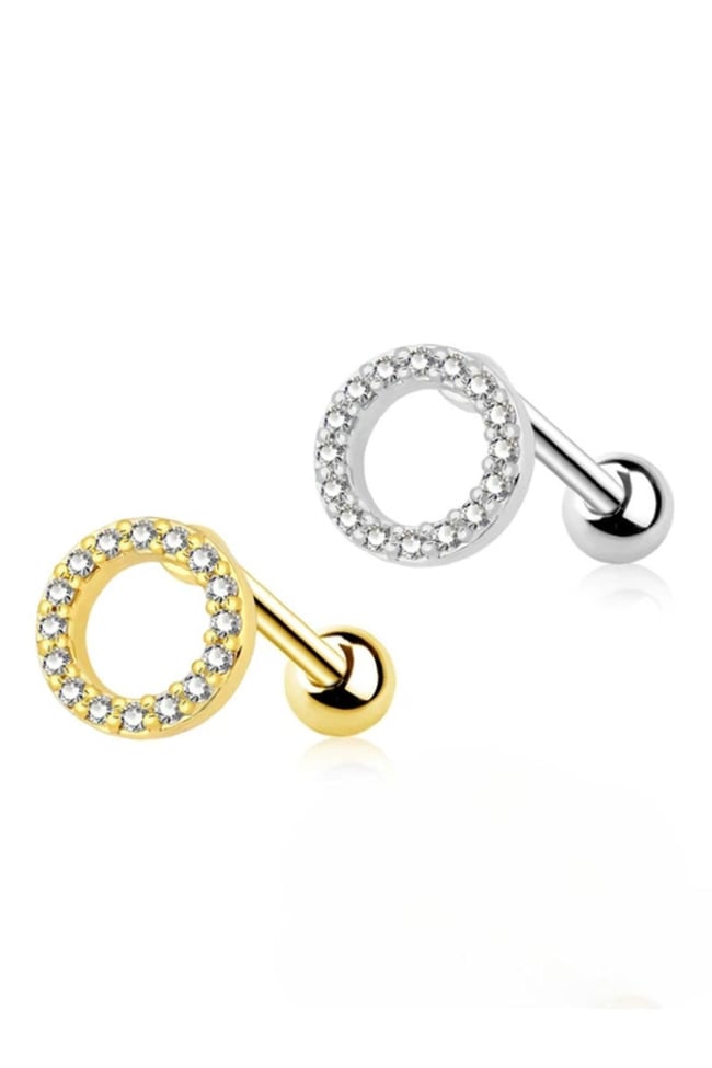 Oval Model Çelik Tragus Kıkırdak Helix Piercing Gold Renk 1 Adet