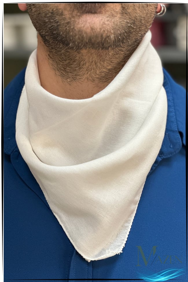 Pamuklu Düz Beyaz Çok Amaçlı Bandana Fular 50x50