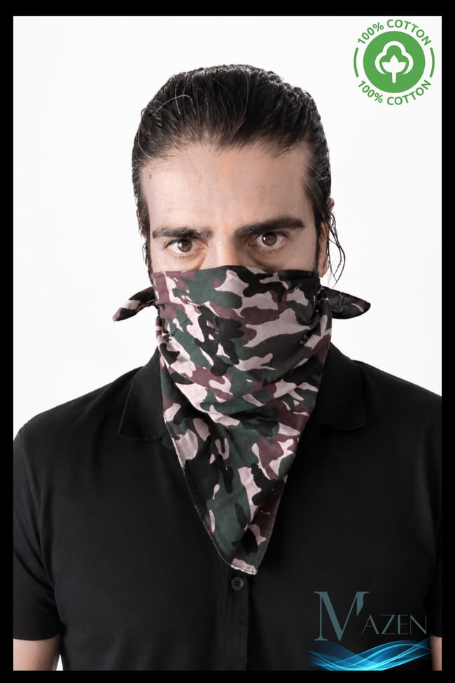 Pamuklu Kamuflaj Desenli Kare Bandana 50x50 cm | Komando Stil Unisex Bandana