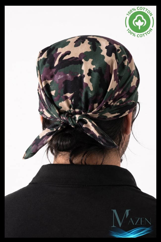 Pamuklu Kamuflaj Desenli Kare Bandana 50x50 cm | Komando Stil Unisex Bandana