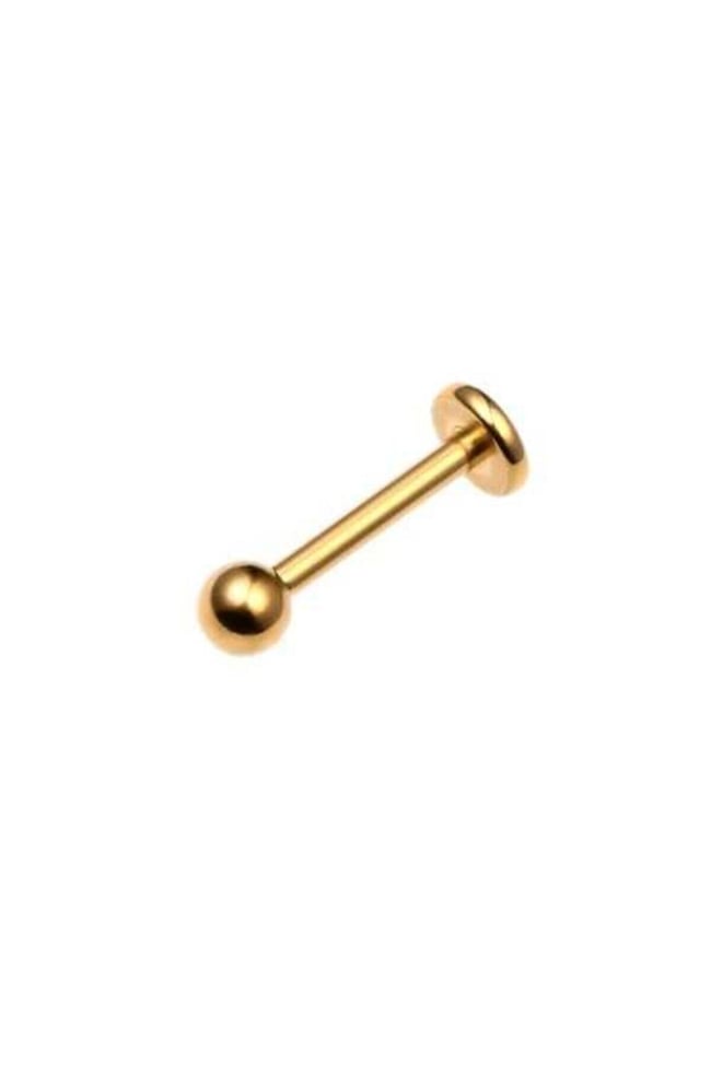 Paslanmaz Kararmaz Cerrahi Çelik Labret Dudak Tragus Kıkırdak Piercing Gold Kısa Boy