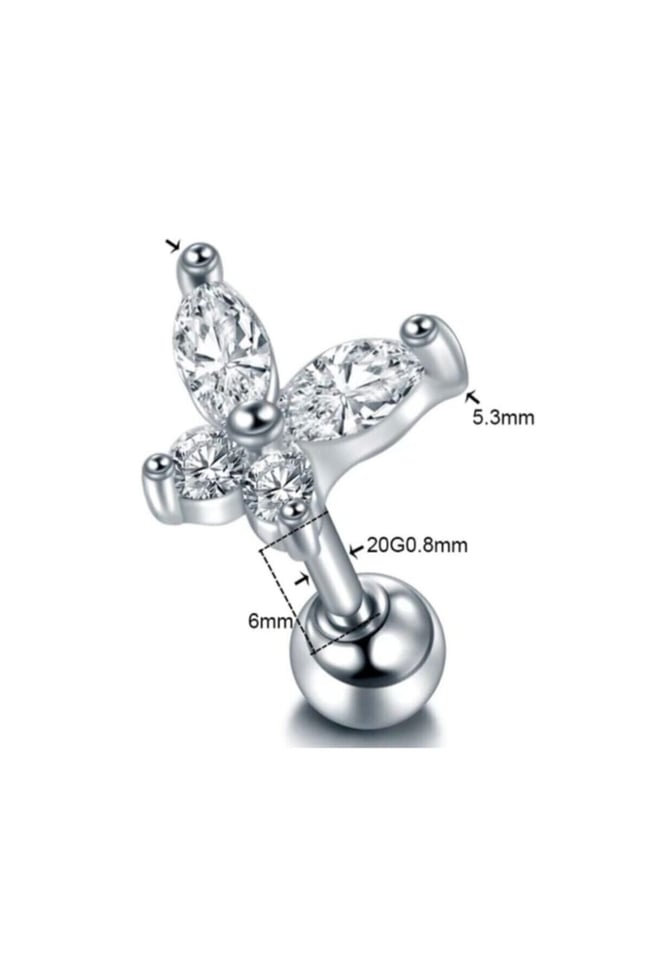 Paslanmaz Kararmaz Cerrahi Çelik Tragus, Kıkırdak, Helix 8 Mm Piercing (ÇİFT TARAFLI AÇILABİLİR)