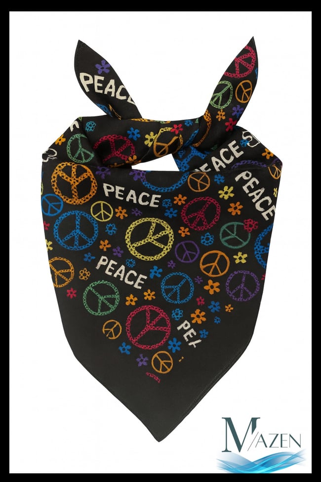 Peace Desenli Çok Amaçlı Bandana Fular 50x50