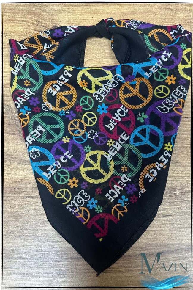 Peace Desenli Çok Amaçlı Bandana Fular 50x50