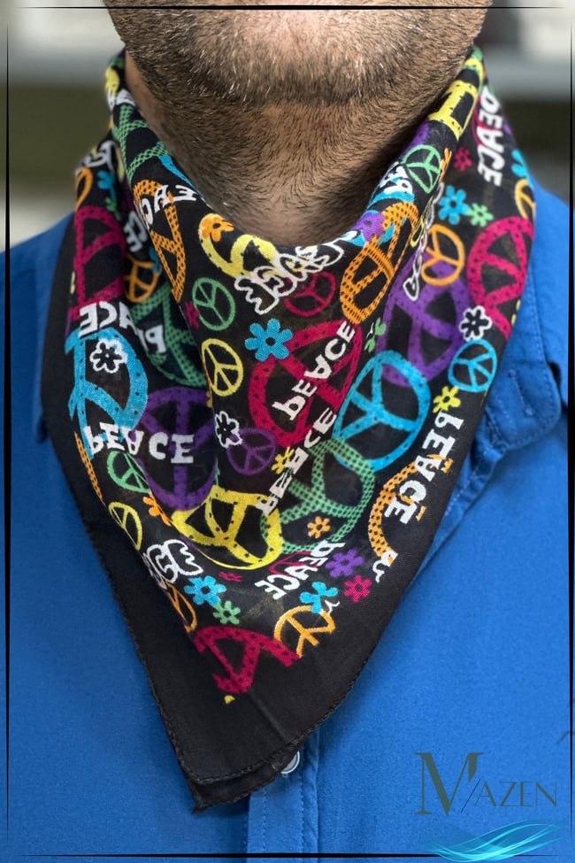 Peace Desenli Çok Amaçlı Bandana Fular 50x50