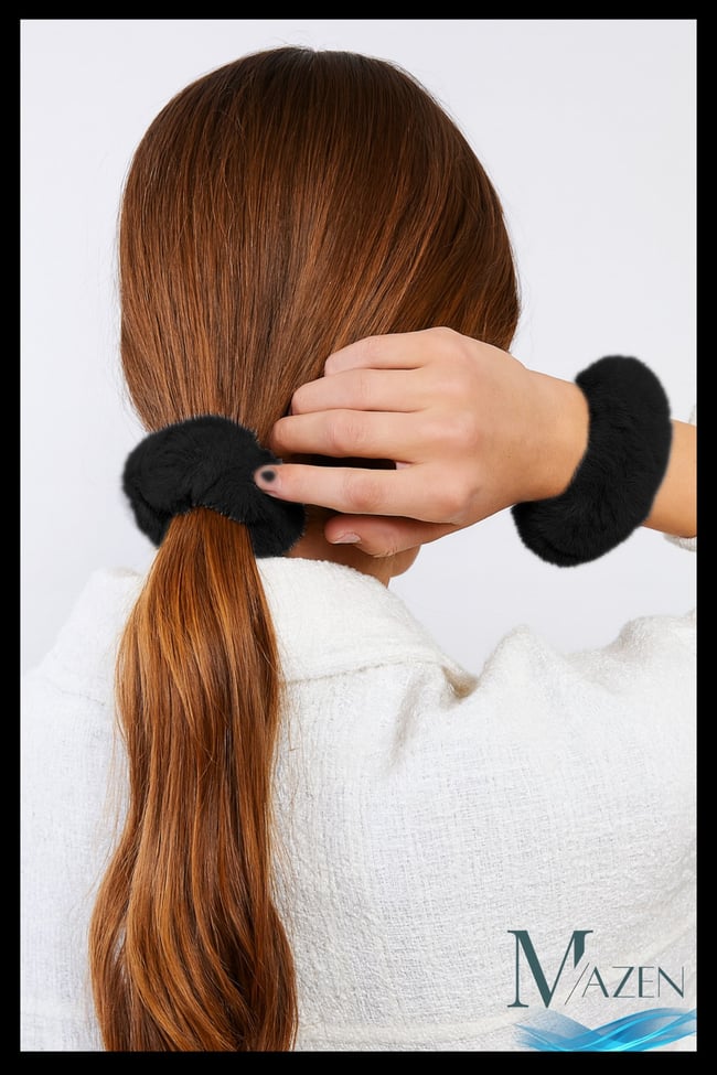 Peluş Lastik Toka | Yumuşak Kadife Görünümlü | Kadın Saç Aksesuarı | Scrunchie