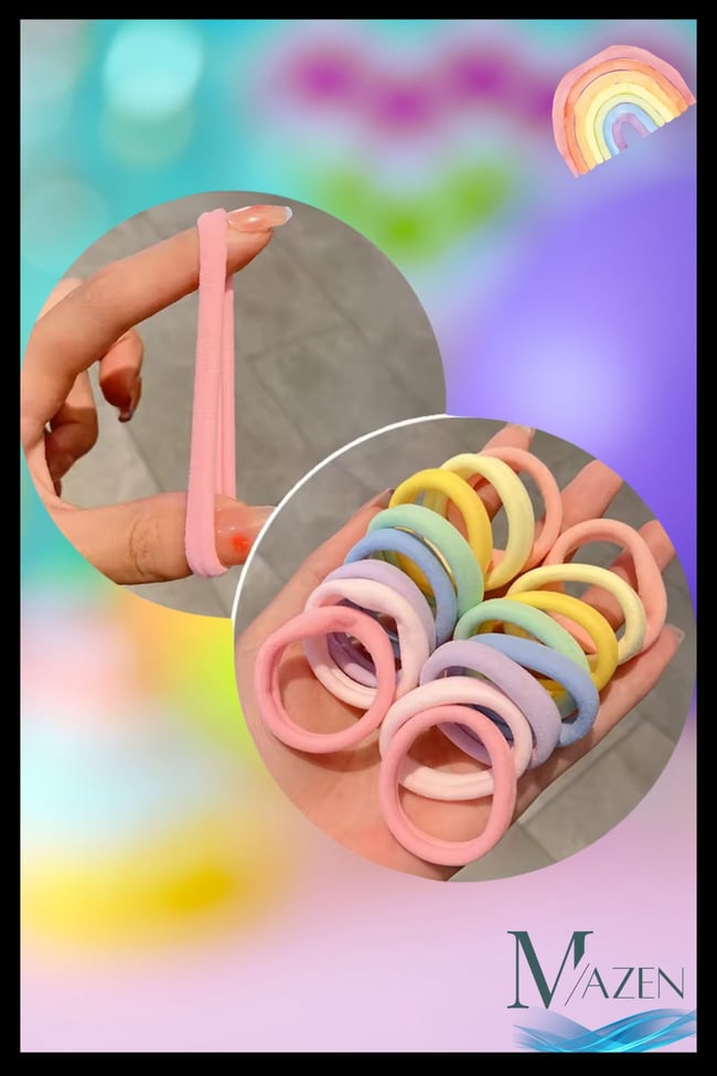Pembe Tonlar Süper Elastik Saç Lastiği 32'li | Çocuk ve Yetişkin Uyumlu | Yumuşak Kumaş Toka Seti