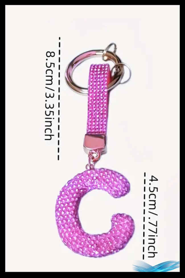 Pembe VIP P Harfi Anahtarlık | Taşlı Charm | Çanta Uyumlu Işıltılı Aksesuar