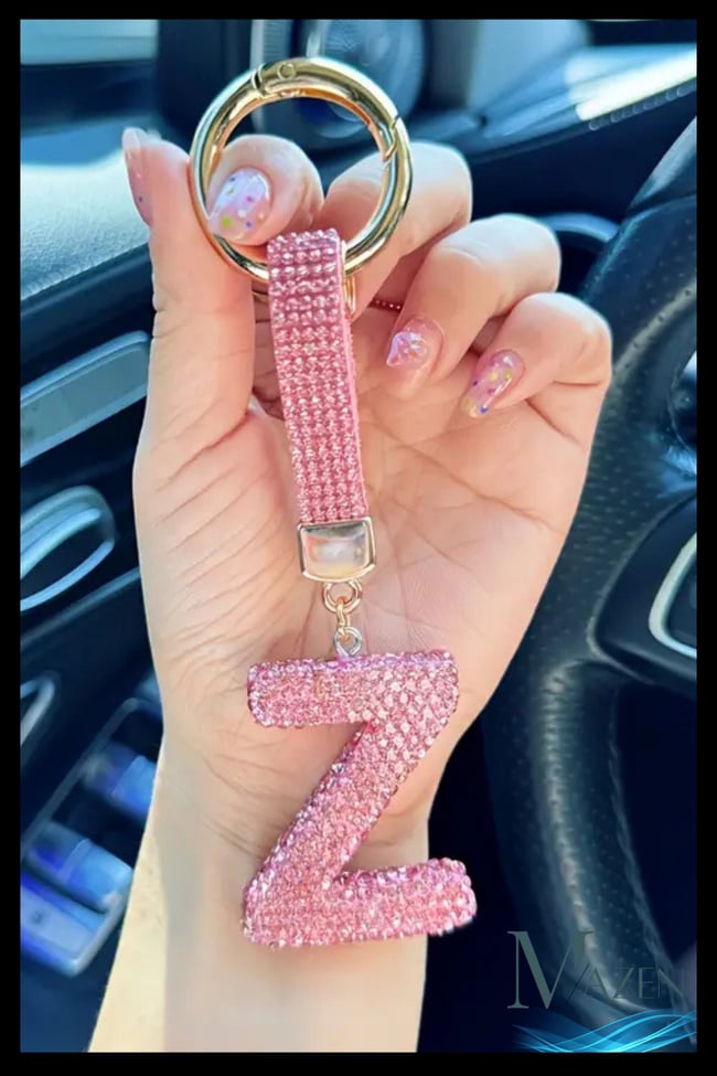 Pembe VIP Z Harfi Anahtarlık | Taşlı Charm | Çanta Uyumlu Işıltılı Aksesuar