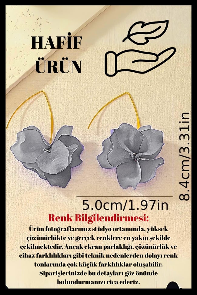Renkli Çiçek Model Uzun Küpe | Koyu Mavi | Yazlık Zarif Tasarım | Kadın Takı Aksesuar