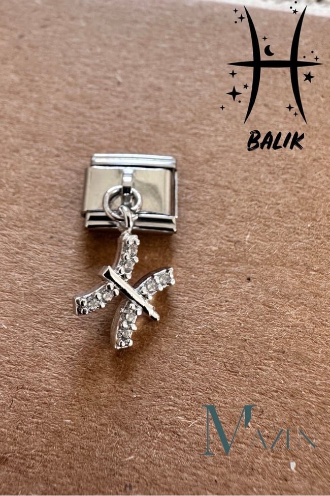 Sallantılı Burç İtalyan Bileklik Charmı BALIK BURCU