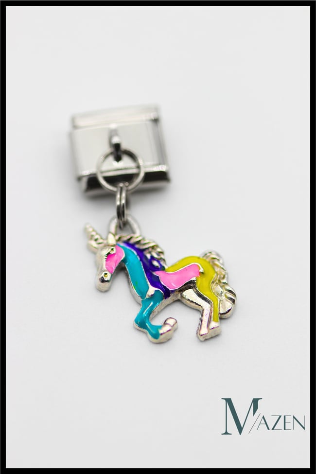 Sallantılı Çelik Unicorn Charm - Italyan Bileklik Uyumlu