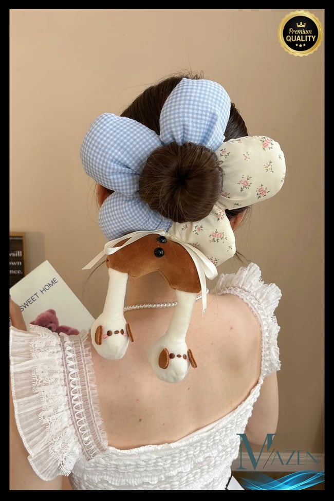 Sevimli Kawaii Peluş Topuz Toka | Ayaklı Tasarım | Kaliteli Kadın & Çocuk Lastik Saç Tokası