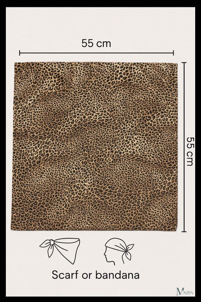 Sık Leopar Desenli Bandana | 55x55 cm | Saten Kare Fular | Kadın Saç Aksesuarı