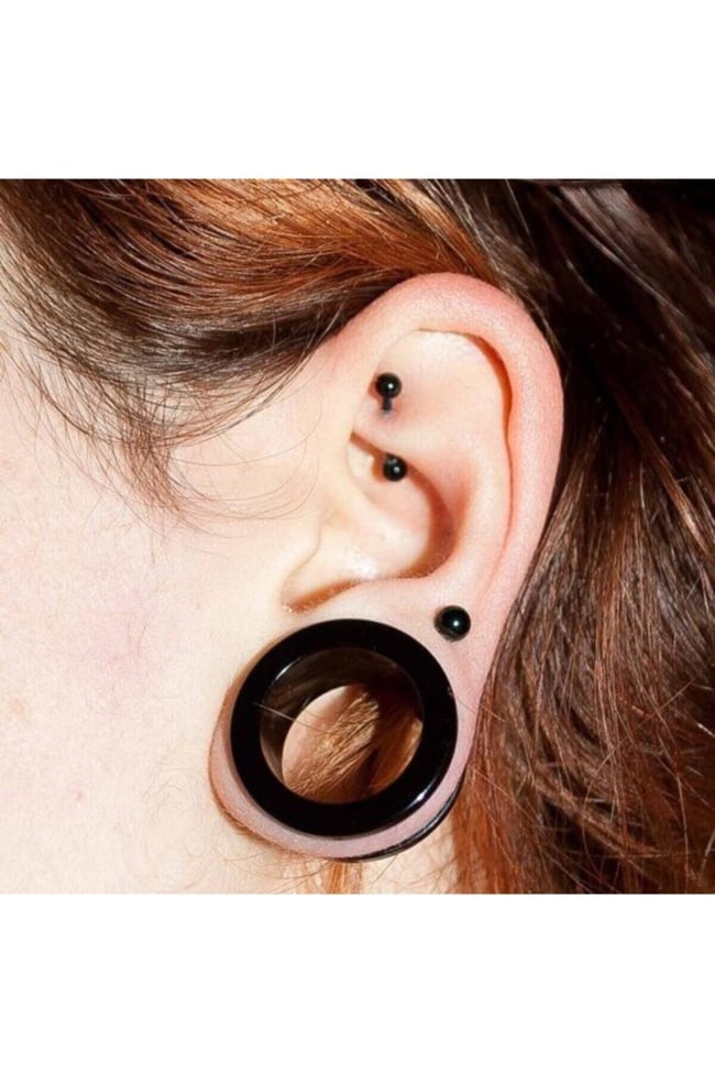 Siyah 316L Çelik Kavisli Kaş Piercing Labret | 6-8-10 mm Beden Seçenekli