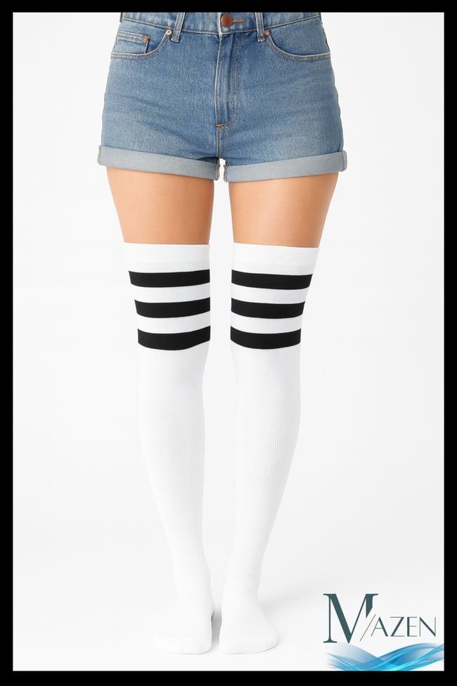 Siyah Çizgili Uzun Çorap | Dizüstü Schoolgirl Stil | Kadın Yüksek Çorap (36-42)