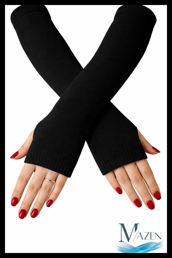 Siyah Kolluk | Parmaksız Eldiven Uzun Kol Isıtıcı | Unisex Aksesuar